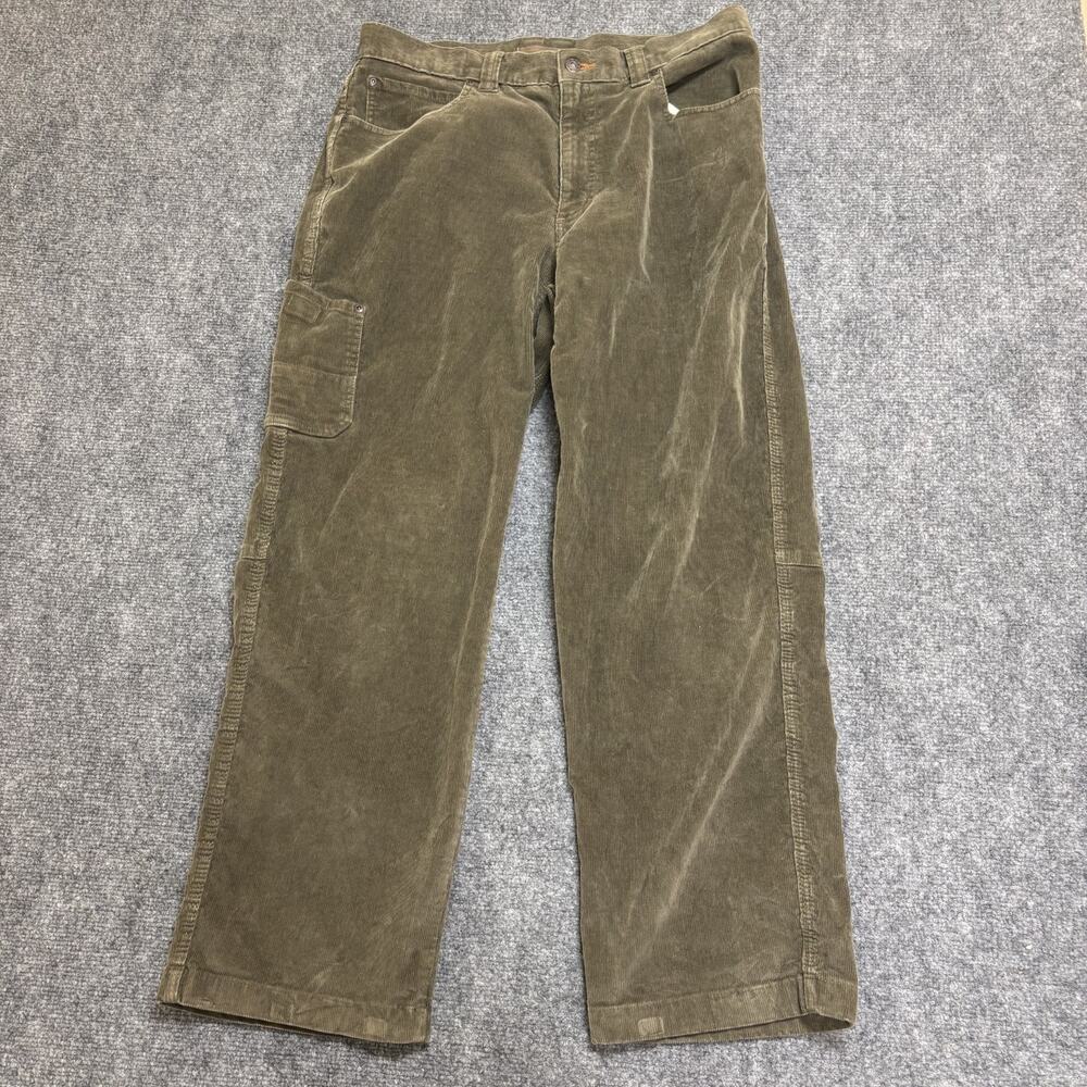LL Bean Mens 33 x 29 Brown Khaki Utility Cargo Carpenter Canvas Pants